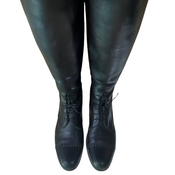 Manhattan Saddlery Custom Made Leather Riding Equestrian Boots Lace Up Black 9 - Picture 2 of 8